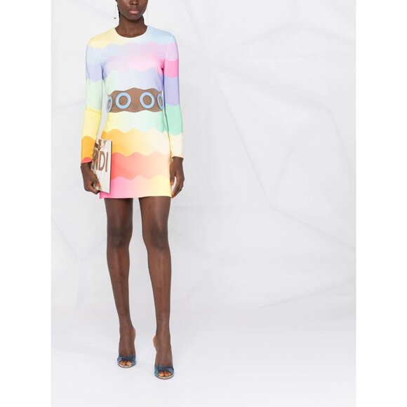 CASABLANCA Waist Cut Bodycon Dress in Rainbow 36 New Mini Cocktail Womens - Picture 11 of 15